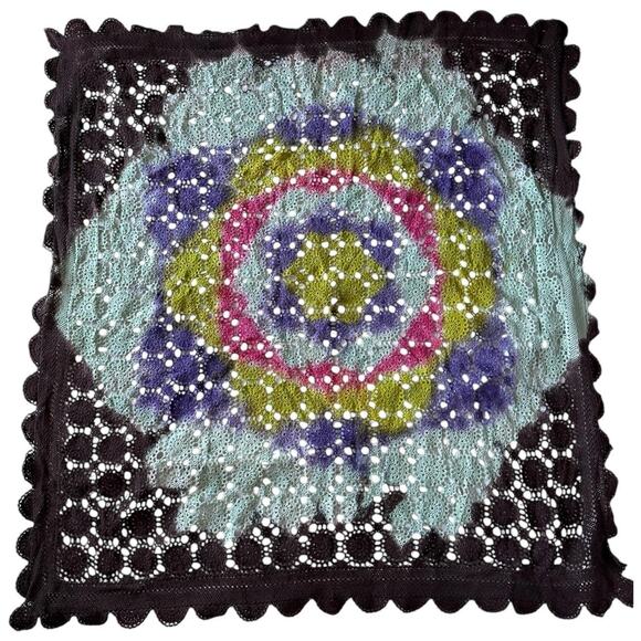Upcycled Tie Dye Vintage Crochet Cotton Lace - Picture 1 of 6